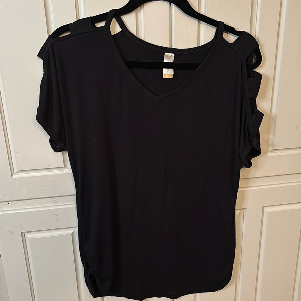 Black Tee with cutout shoulders